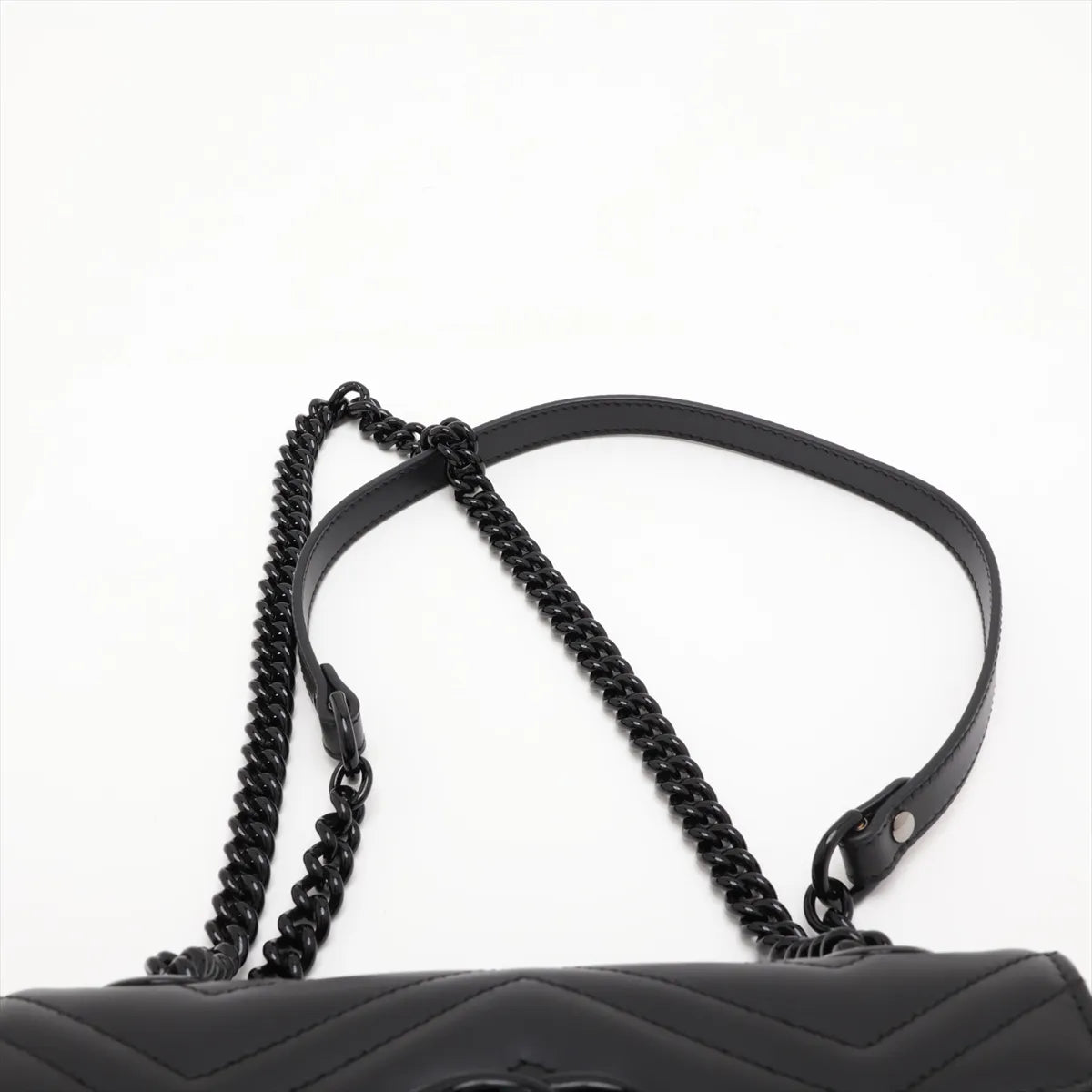 Gucci GG Marmont Leather Chain Shoulder Bag Black