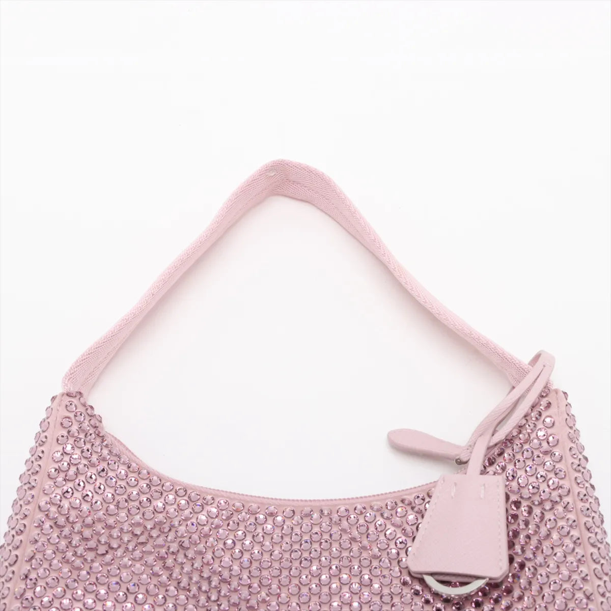Prada Re-edition Satin x Rhinestone Shoulder Bag Pink