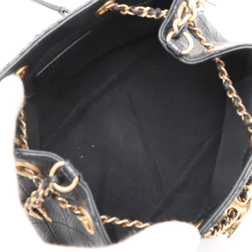 Chanel CC Logo Matelasse Lambskin Chain Shoulder Bag Black