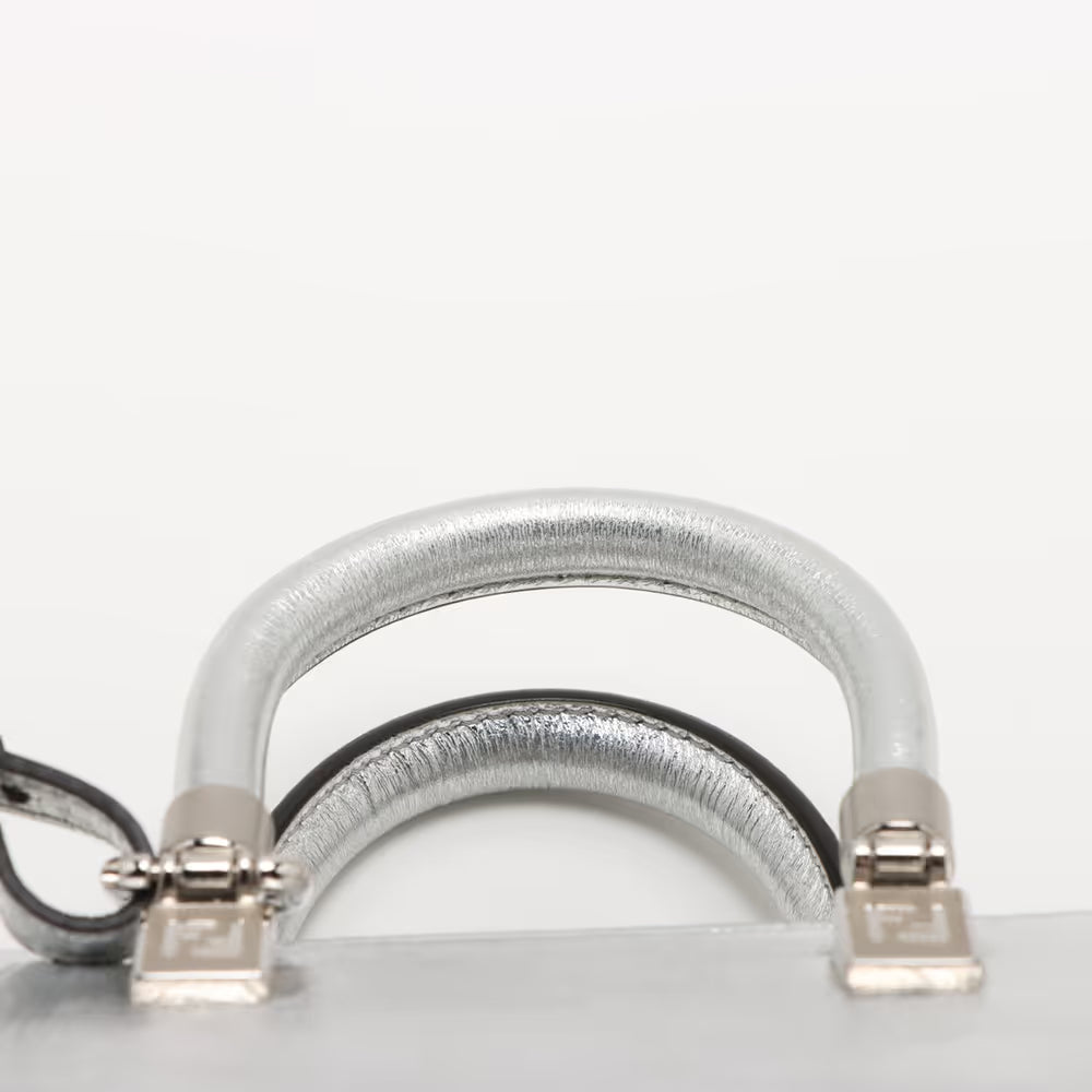 Fendi By The Way Mini Leather Two-Way Handbag Silver
