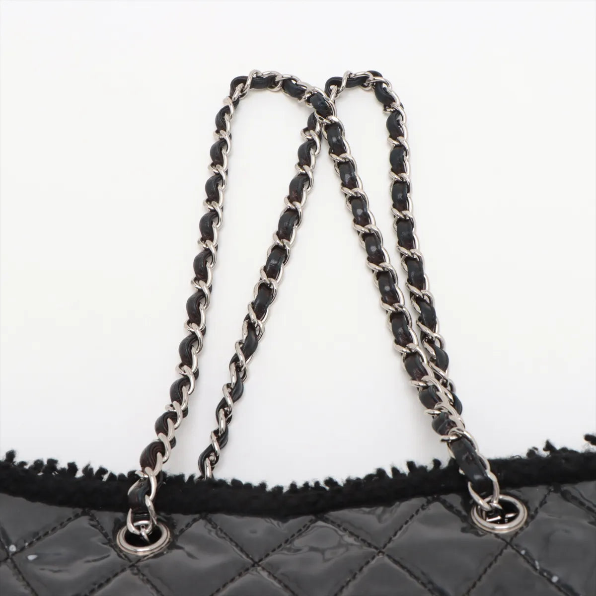 Chanel Matelasse Vinyl x Boa Chain Tote Bag Black