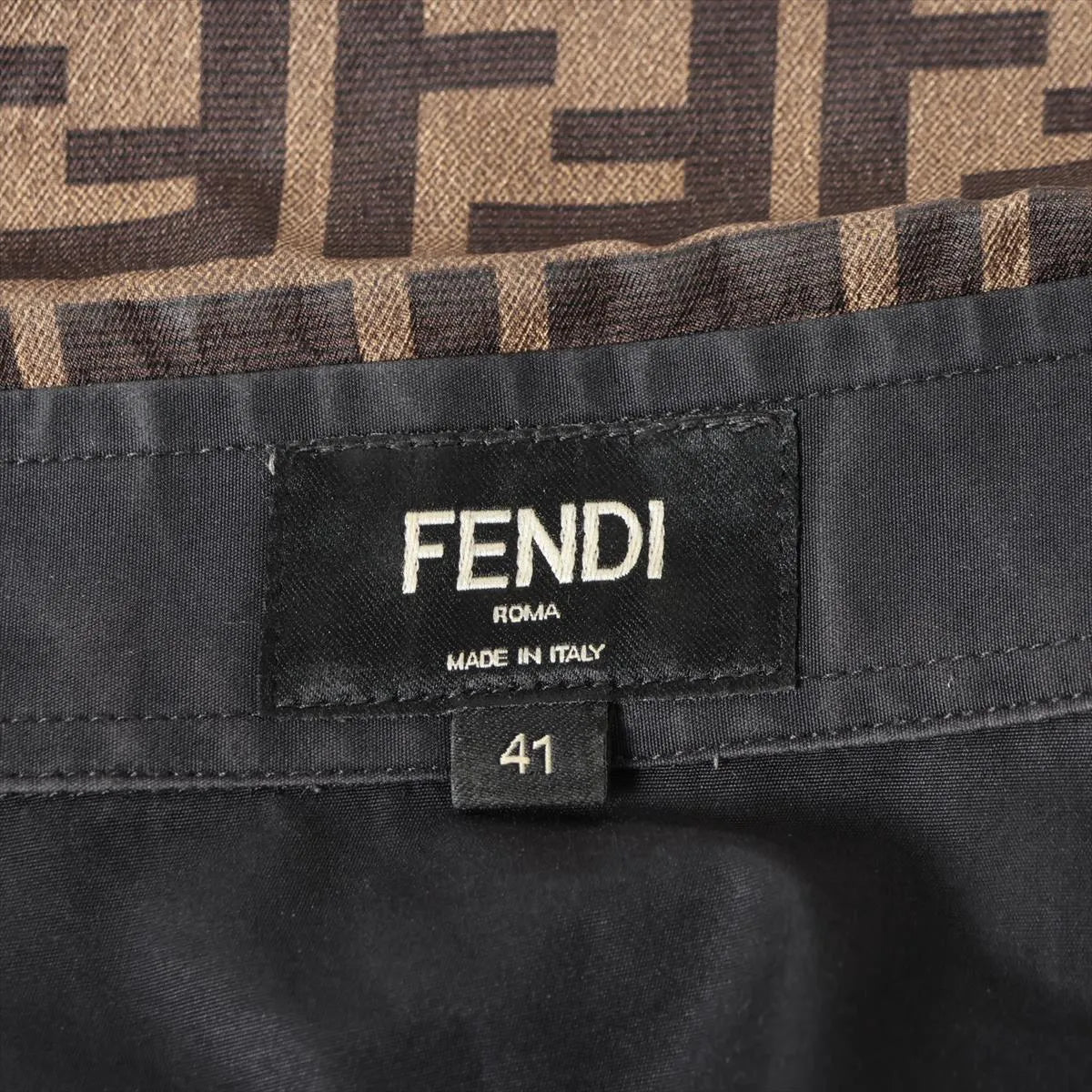 Fendi Zucca Cotton Button Down Long Sleeve Shirt Black