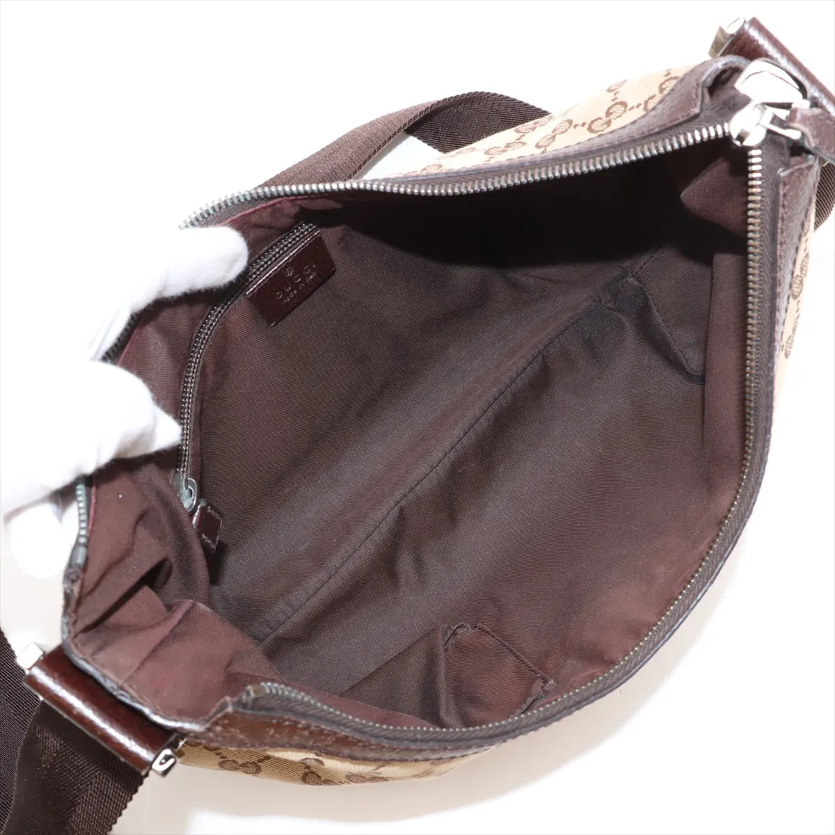 Gucci GG Canvas Leather Shoulder Bag Beige