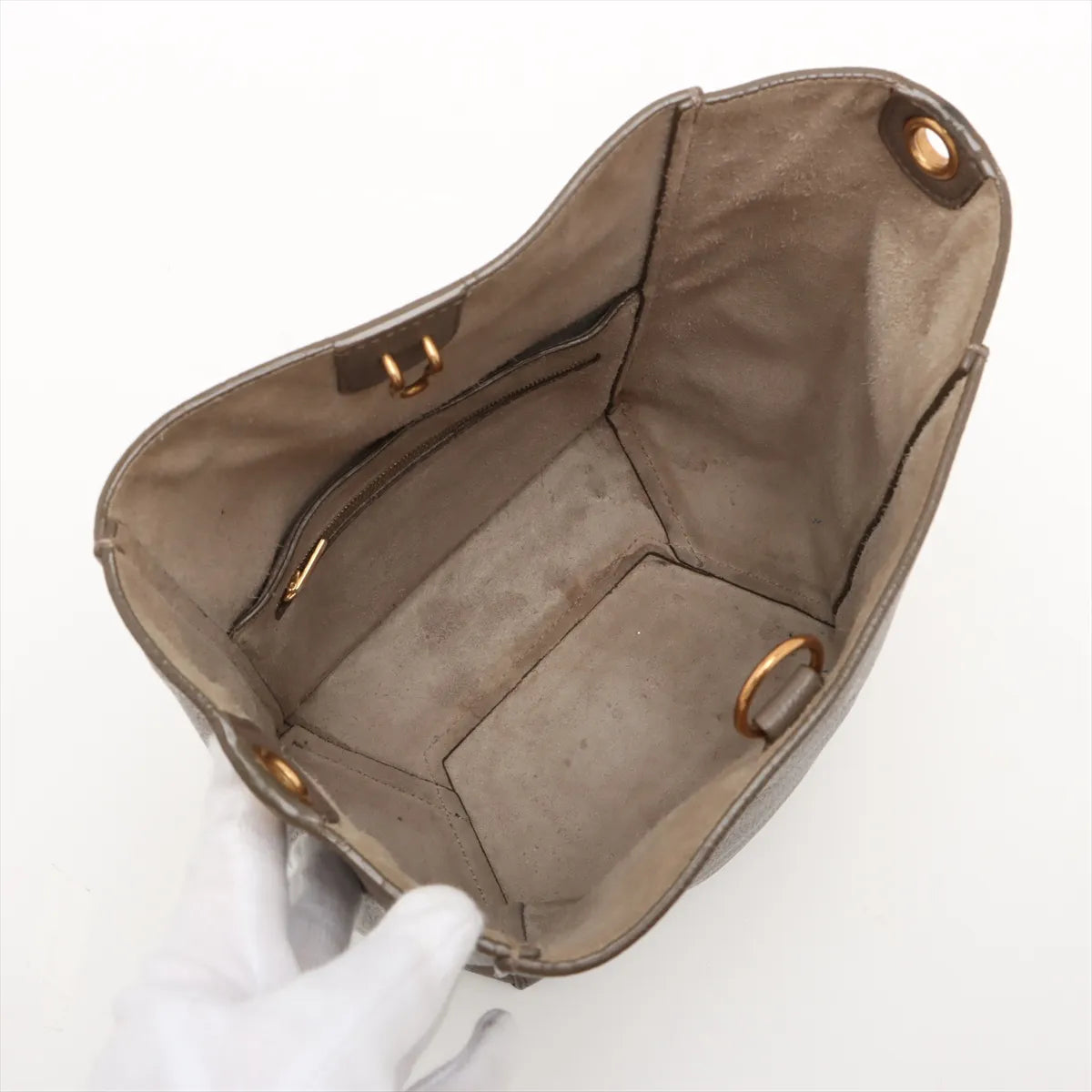 Celine Sangle Leather Small Bucket Shoulder Bag Beige