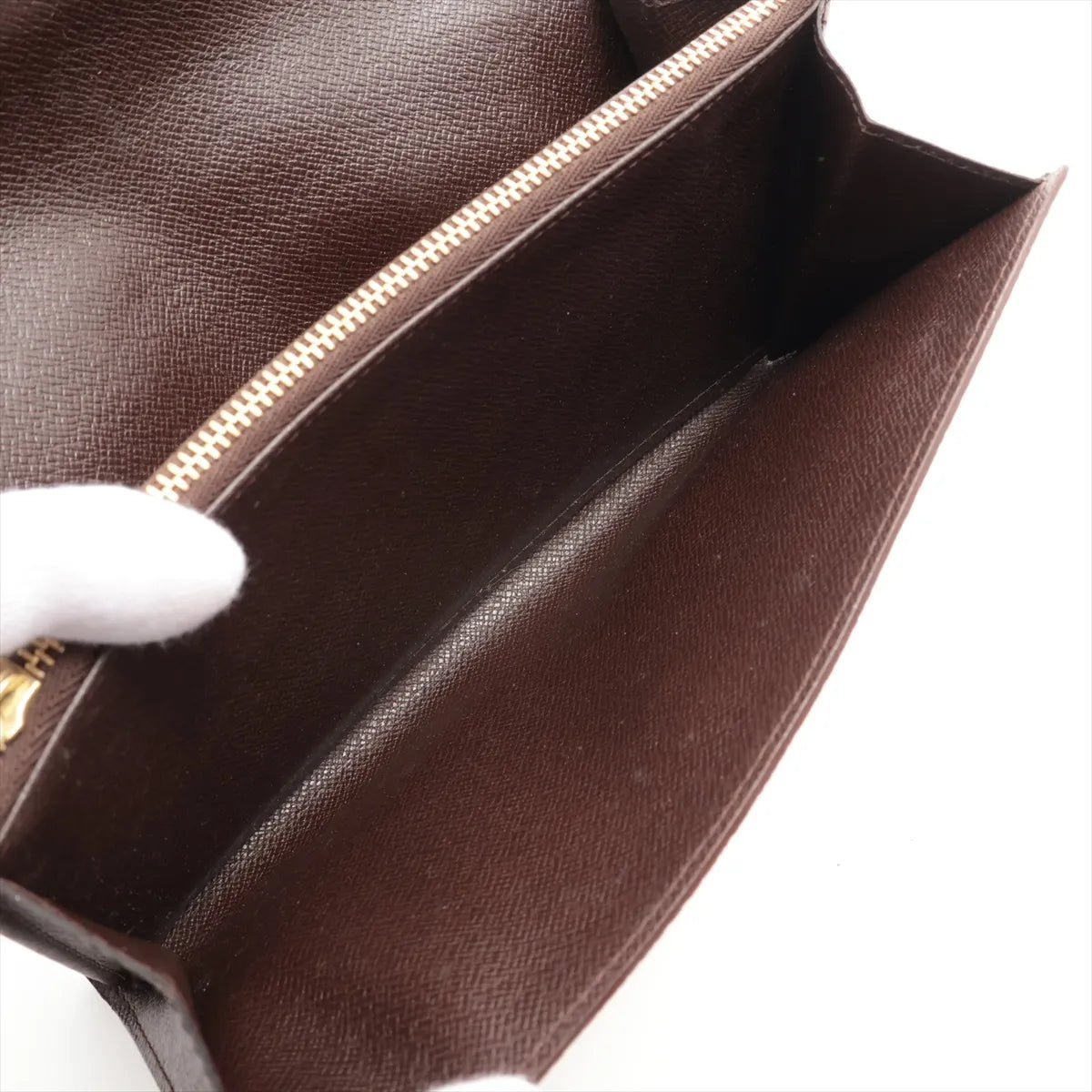 Louis Vuitton Damier Ebene Pochette Monecredit Long Wallet Brown