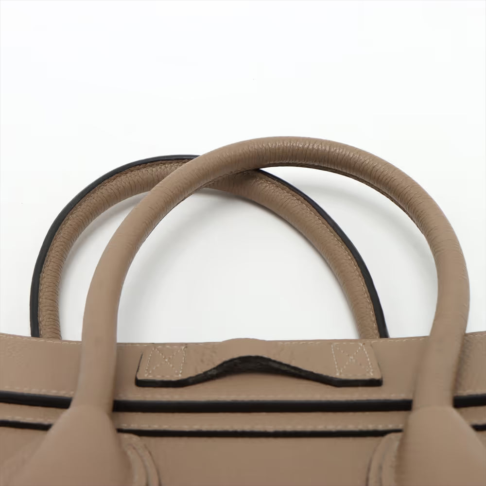 Celine Luggage Micro Shopper Leather Handbag Beige