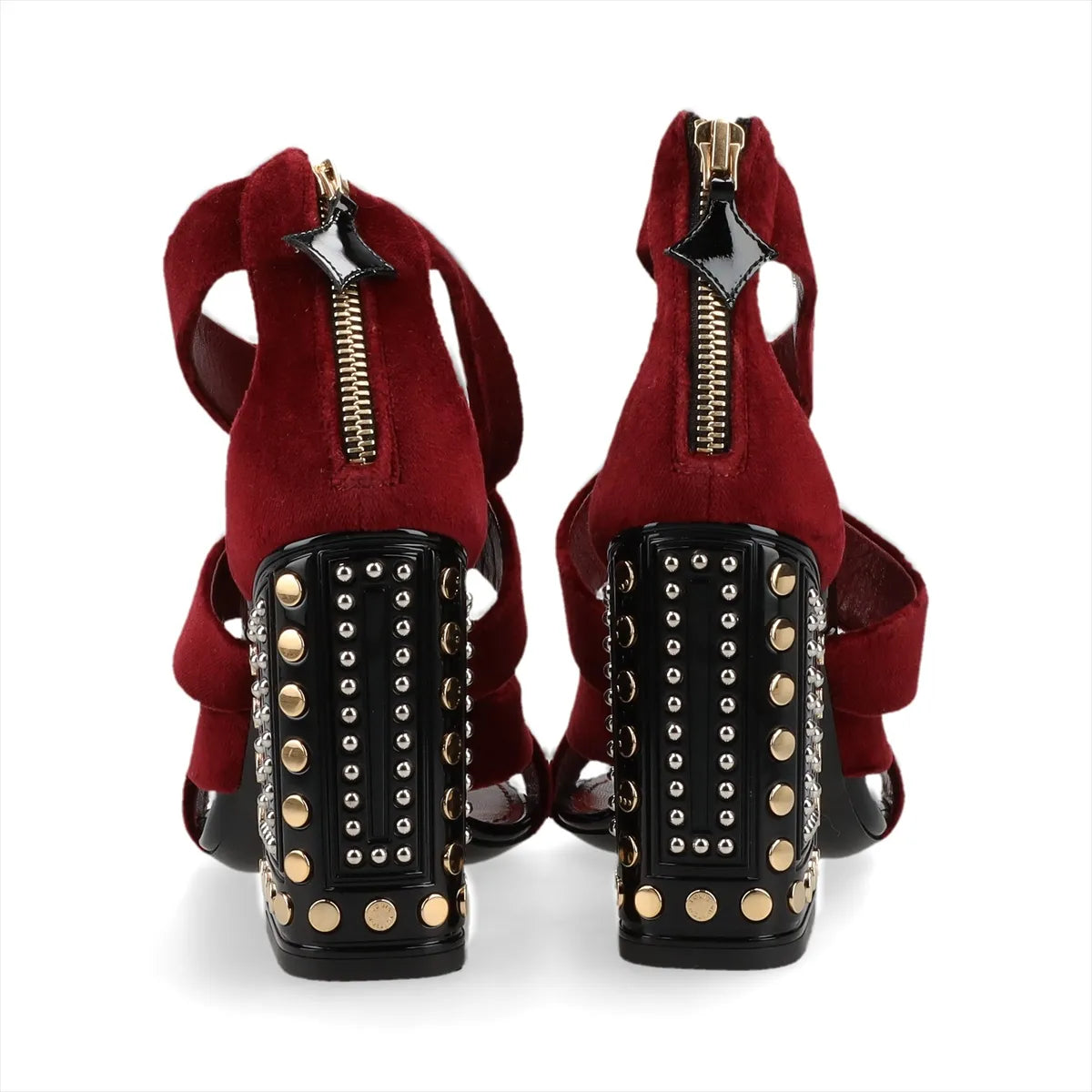 Louis Vuitton Velour Leather Sandals Bordeaux x Black