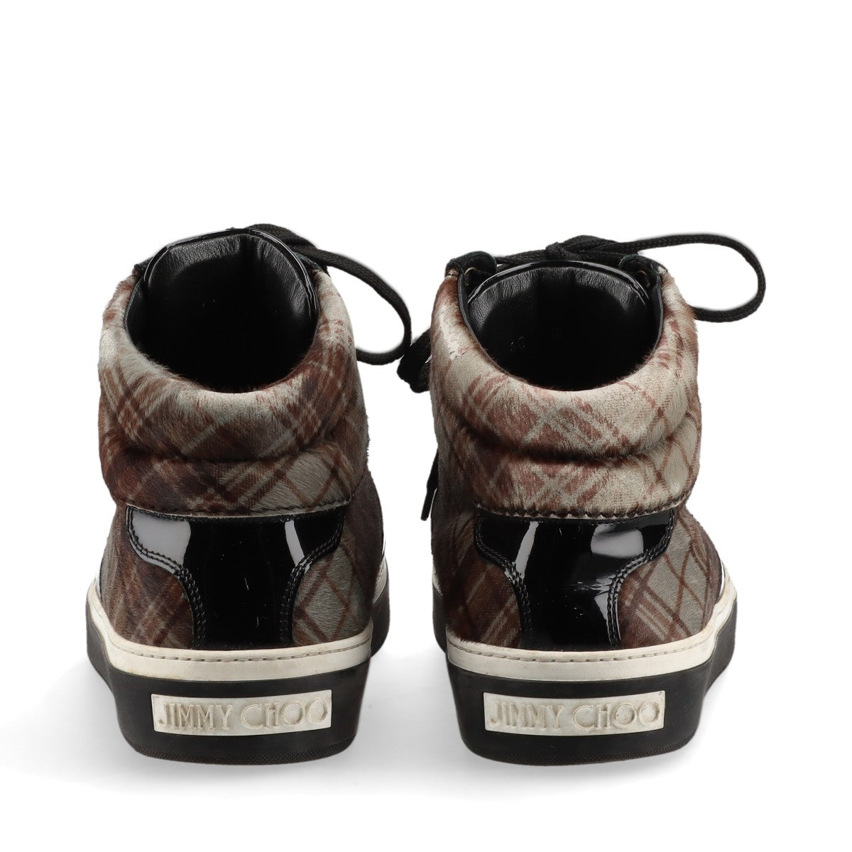 Jimmy Choo Check Fabric High-top Sneakers  Black × Brown