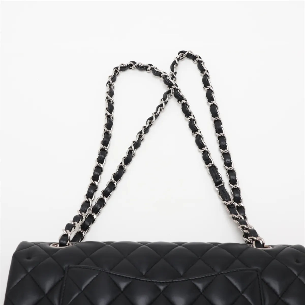 Chanel Matelasse 25 Lambskin Double Flap Double Chain Bag Black