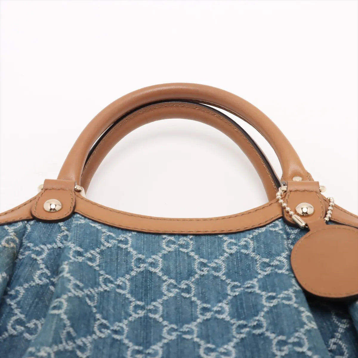 Gucci GG Logo Denim Leather Handbag Blue
