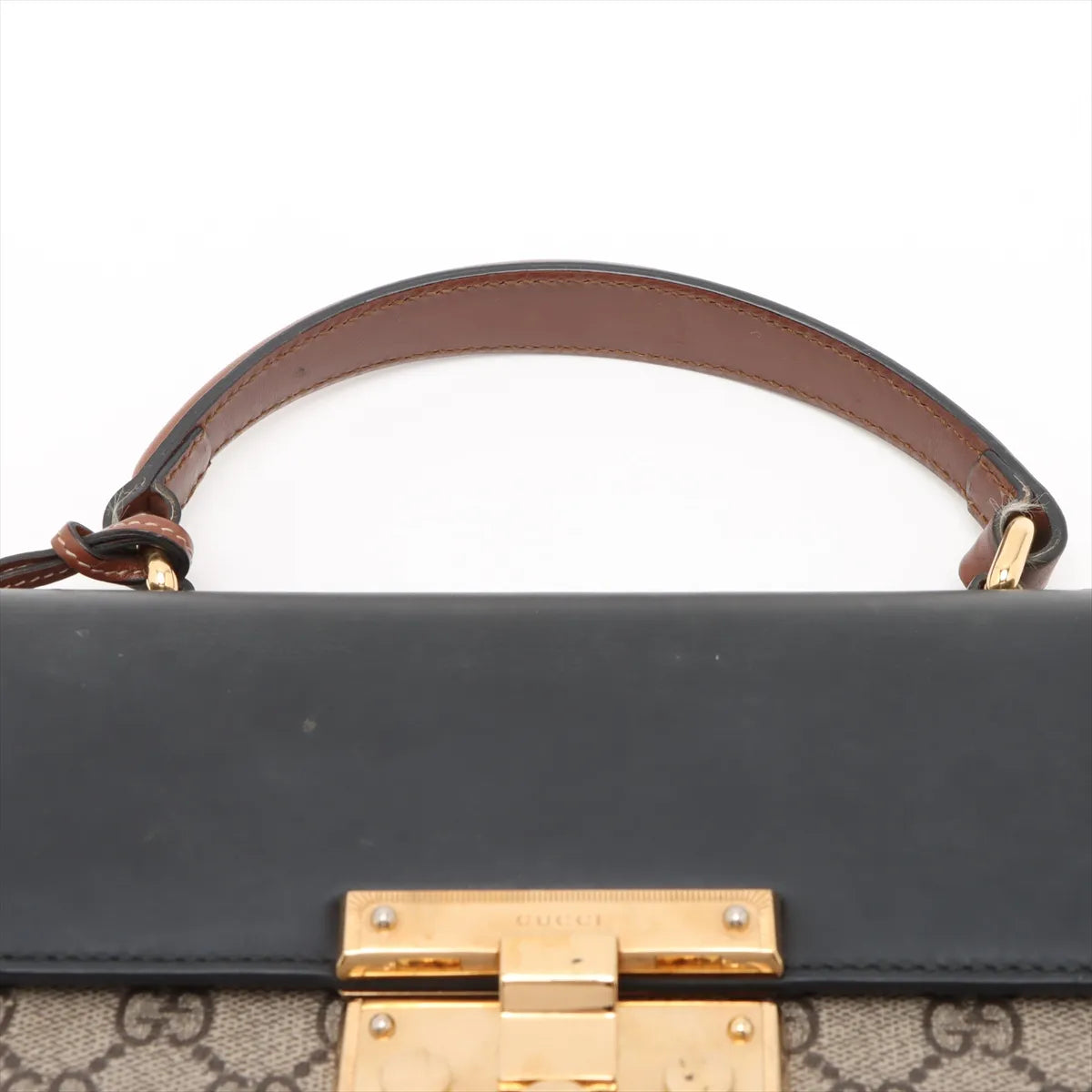 Gucci GG Supreme Leather Two-Way Shoulder Bag Brown x Black