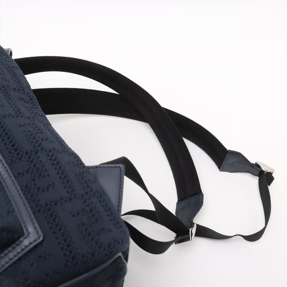 Fendi FF Jacquard Medium Canvas Leather Backpack Navy Blue