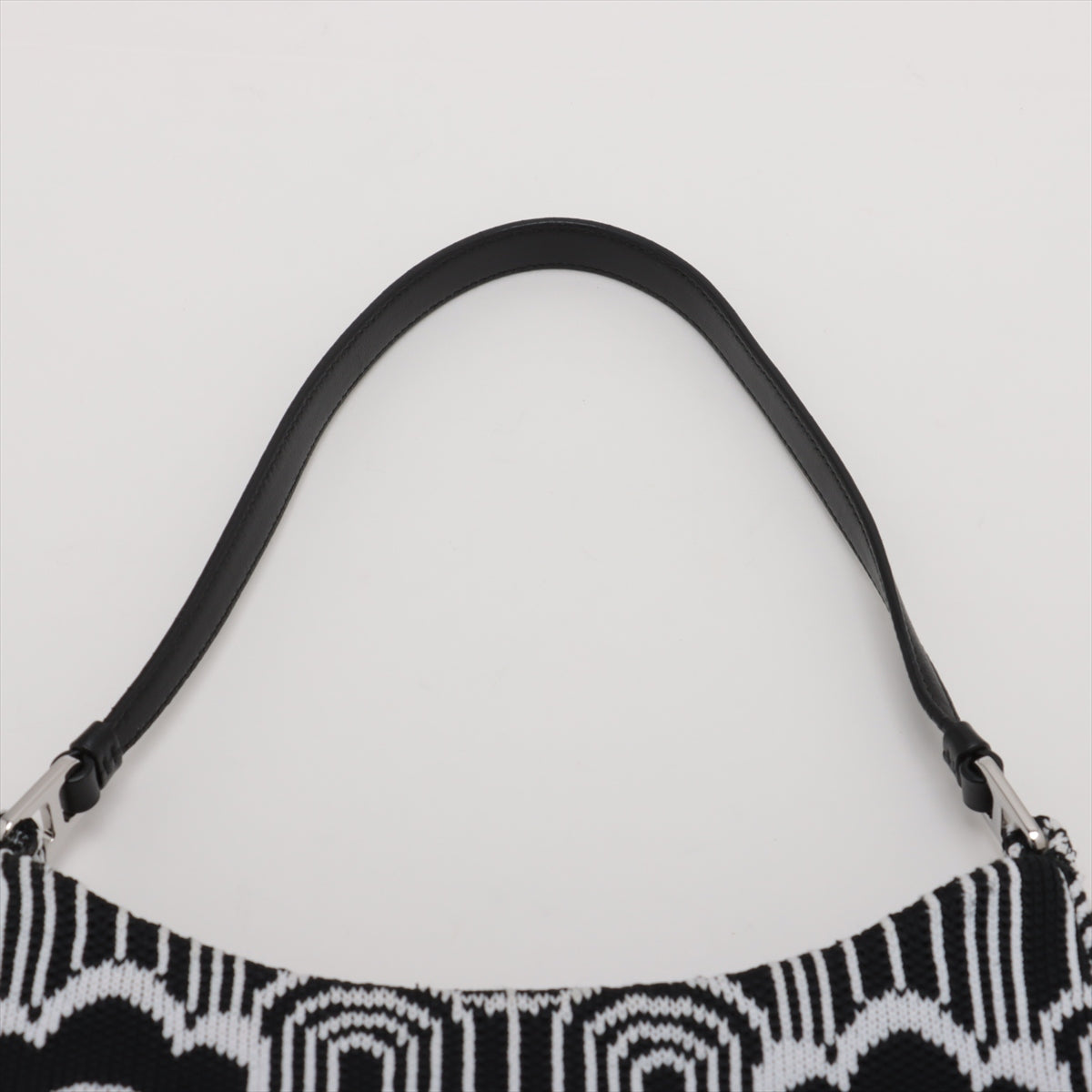 Prada Cleo Jacquard Shoulder Bag Black x White