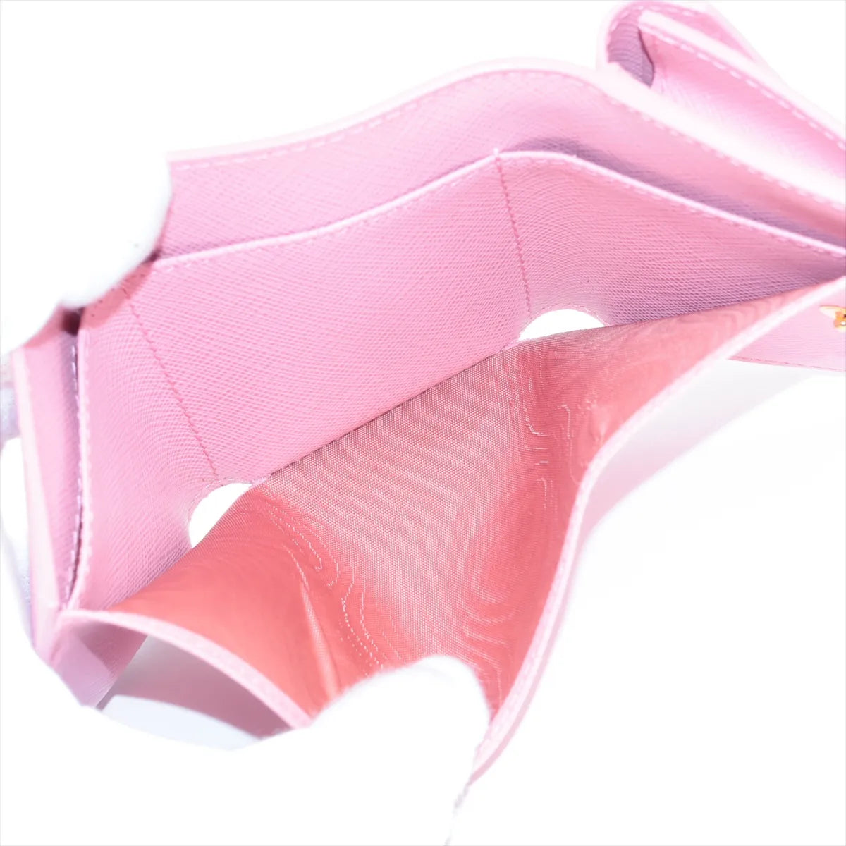 Prada Saffiano Metal Leather Trifold Compact Wallet Pink