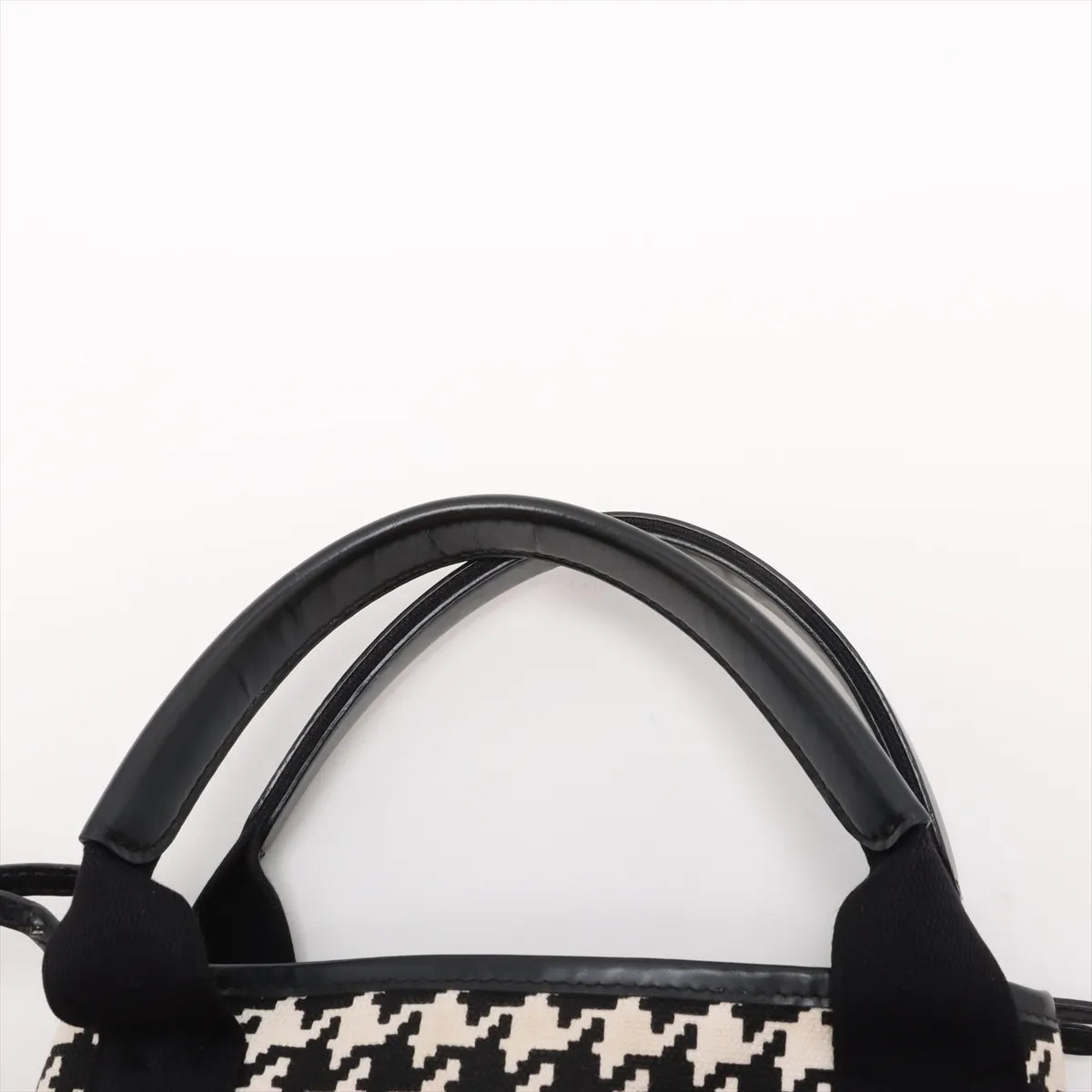 Balenciaga Navy Canvas Leather Cabas XS Two-Way Handbag Black × White