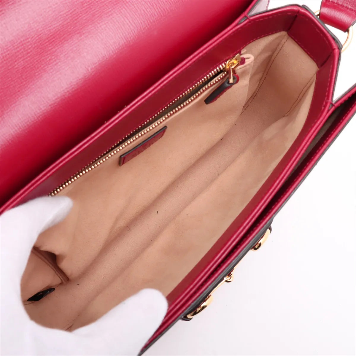 Gucci Horsebit 1955 Leather Shoulder Bag Red