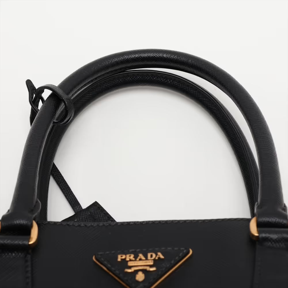 Prada Saffiano Galeria Leather Two-Way Handbag Black