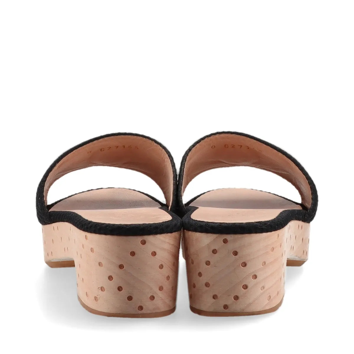 Chanel CC Logo Fabric Block Sandal Black