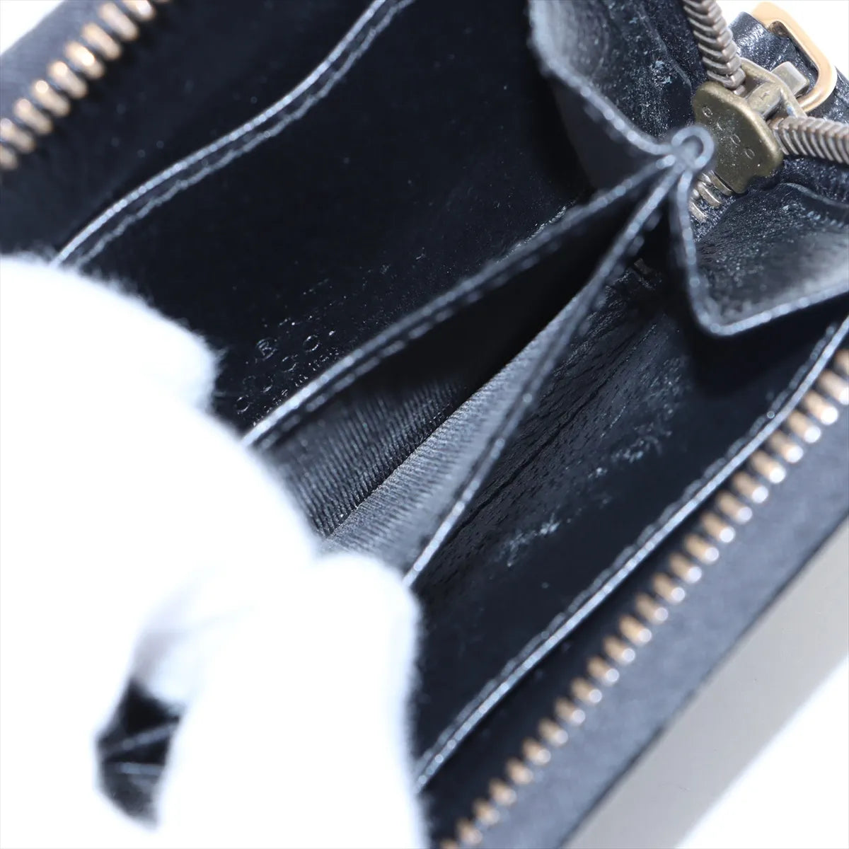 Gucci Double G Leather Zip Coin Purse Black