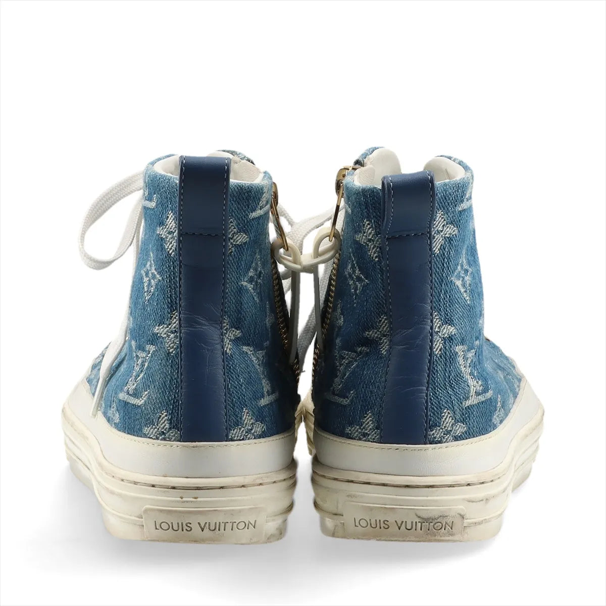 Louis Vuitton Stellar Denim Leather High-top Sneakers Blue x White