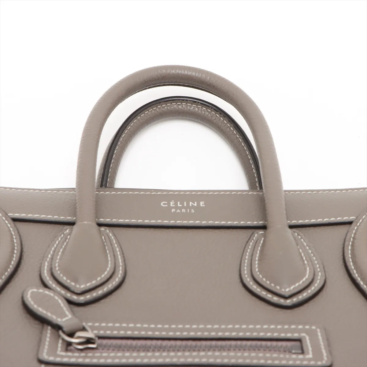 Celine Luggage Nano Shopper Leather Two-Way Handbag Greige