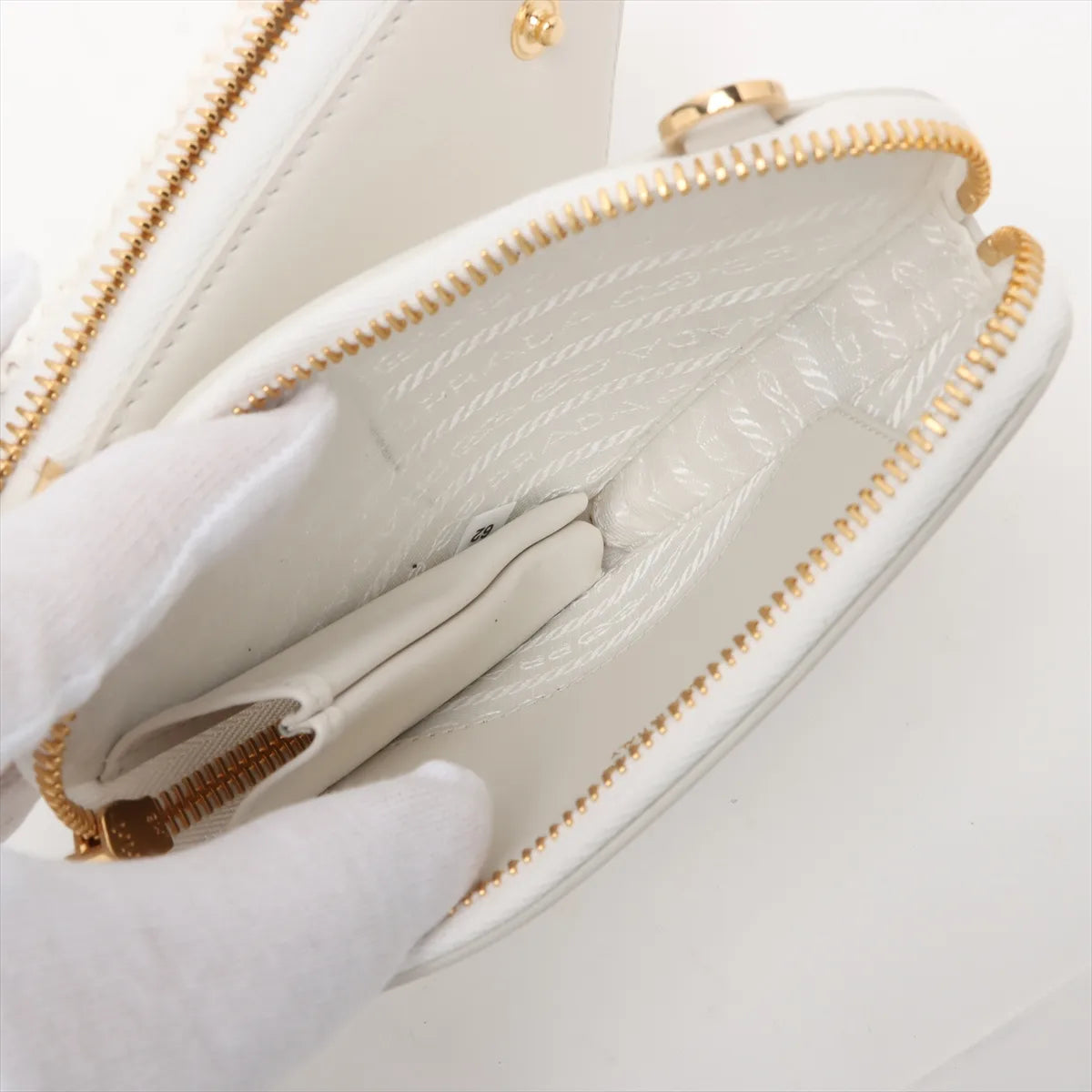 Prada Sac Triangle Raffia x Leather Two-Way Shoulder Bag White