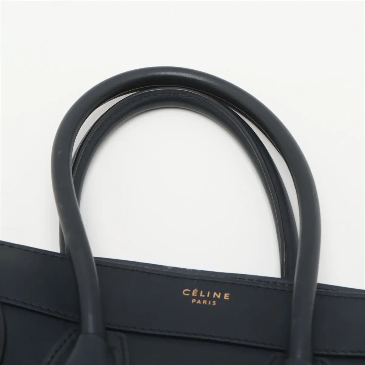 Celine Luggage Micro Shopper Leather Hand bag Navy Blue