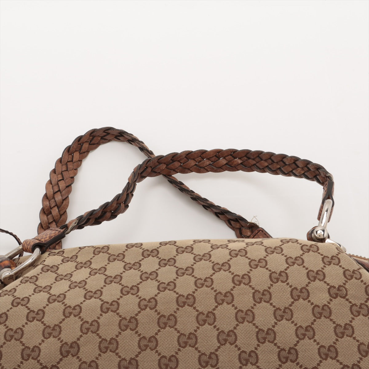 Gucci GG Canvas Leather Shoulder Bag Beige