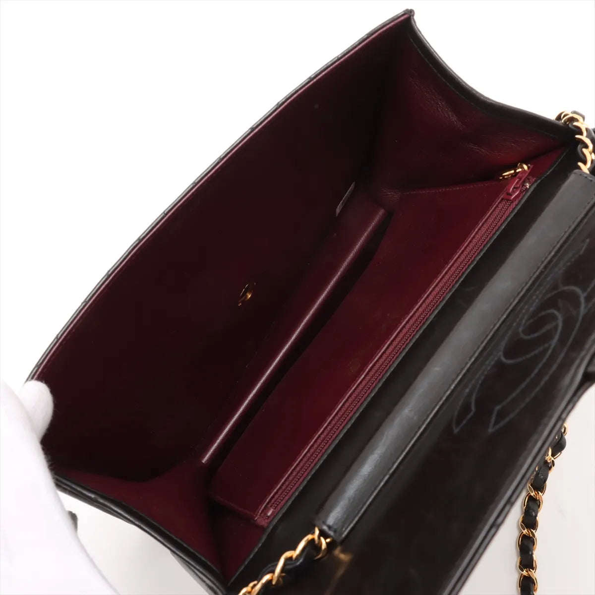 Chanel CC Logo Matelasse Lambskin Chain Shoulder Bag Black