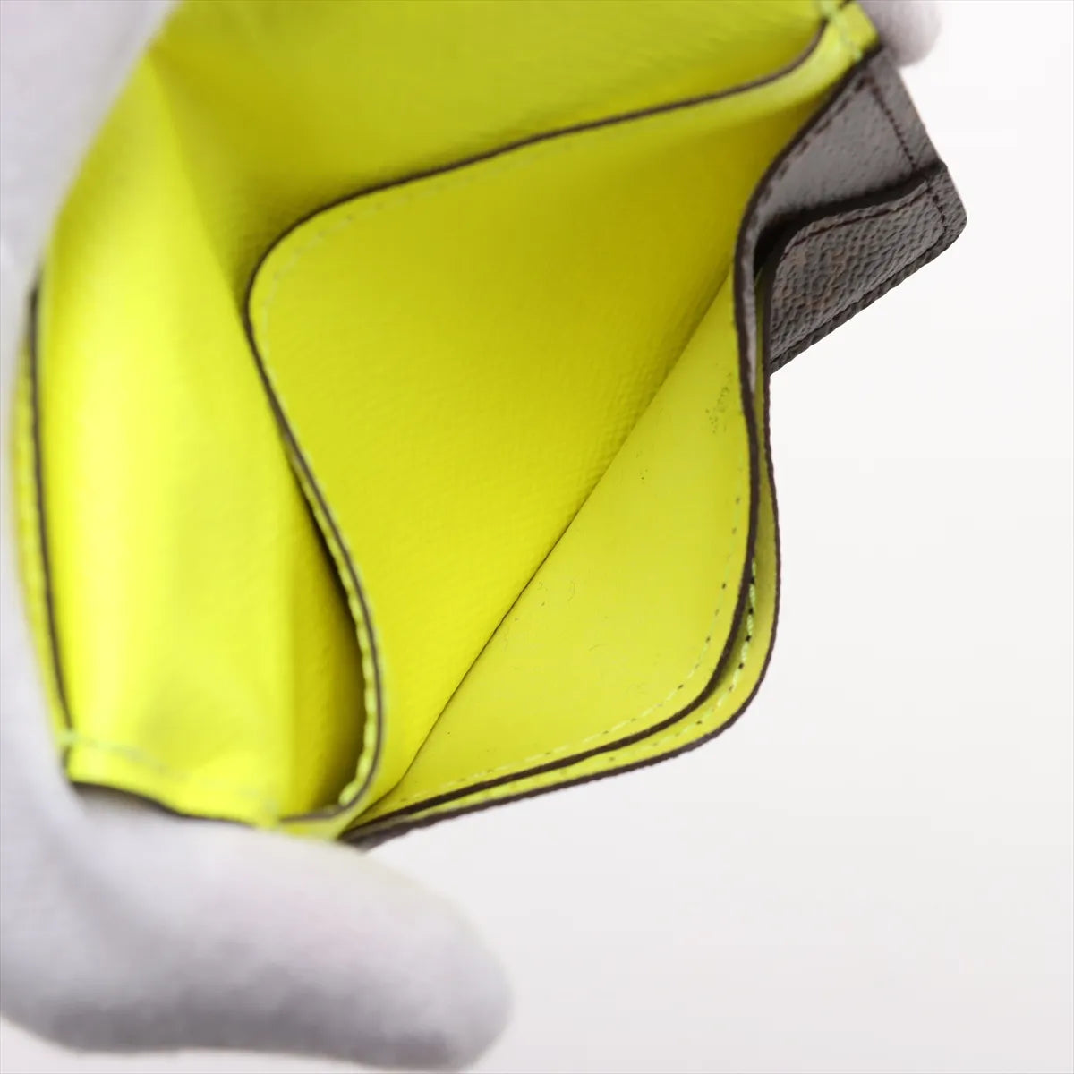Louis Vuitton Monogram Pocket Organizer Card Case Neon Yellow x Brown