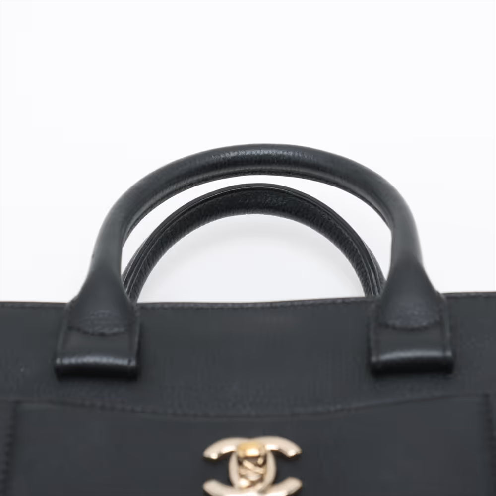 Chanel CC Logo Neo Executive Small Leather Two-Way Handbag Black