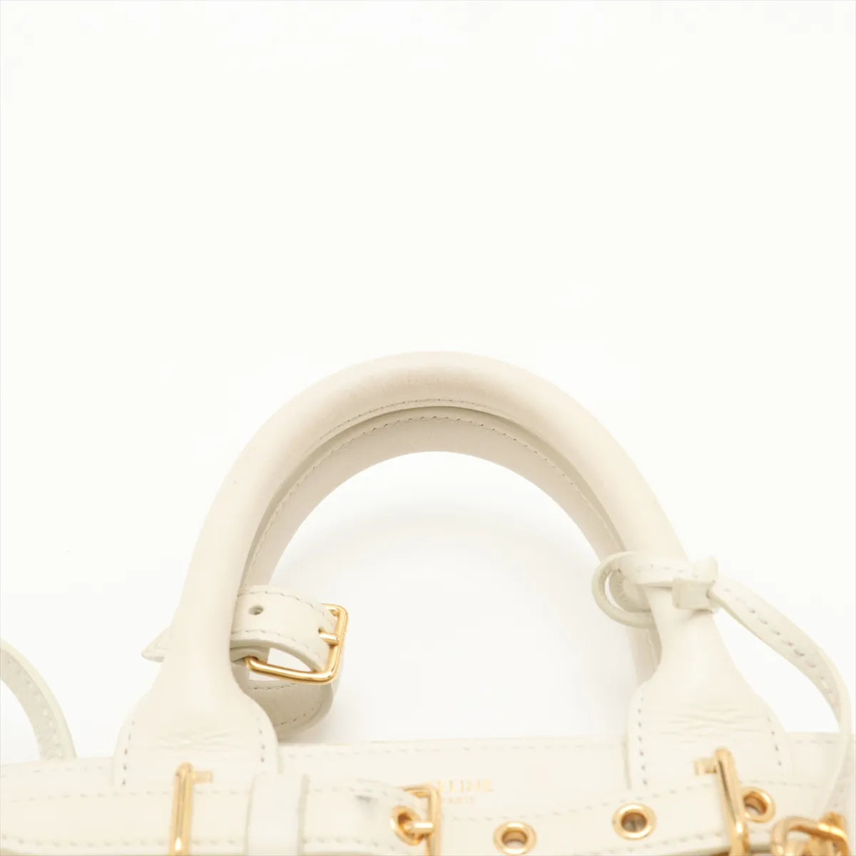 Celine Conti Leather Two-Way Handbag White