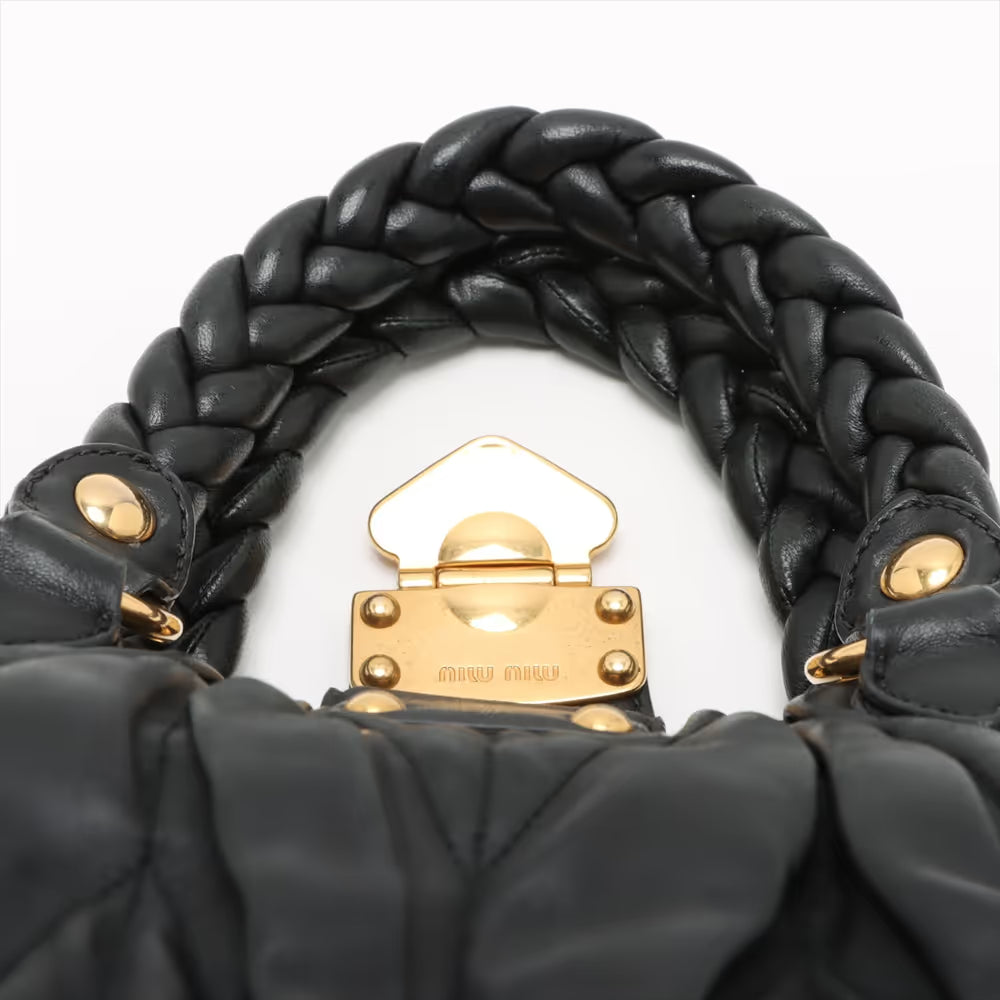 Miu Miu Matelasse Leather Two-Way Handbag Black