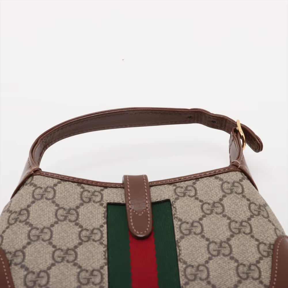 Gucci Jackie 1961 GG Supreme Leather Shoulder Bag Brown x Beige