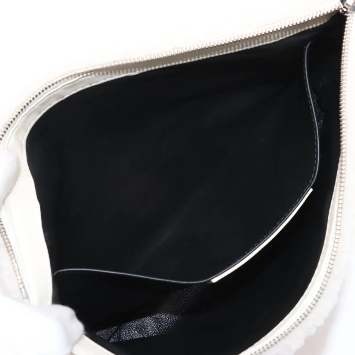 Balenciaga Shearling Clutch Bag White
