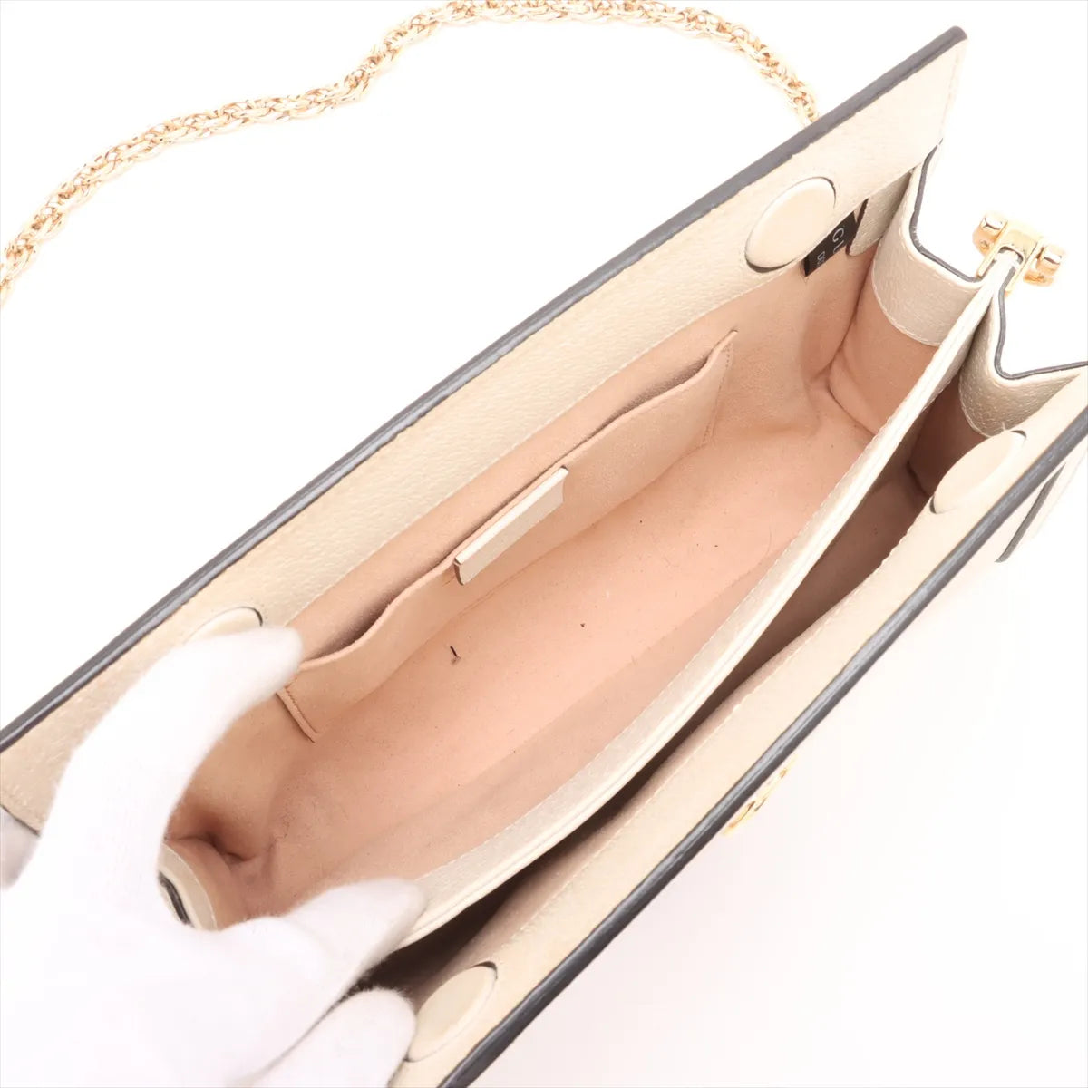 Gucci Ophidia Leather Chain Shoulder Bag White