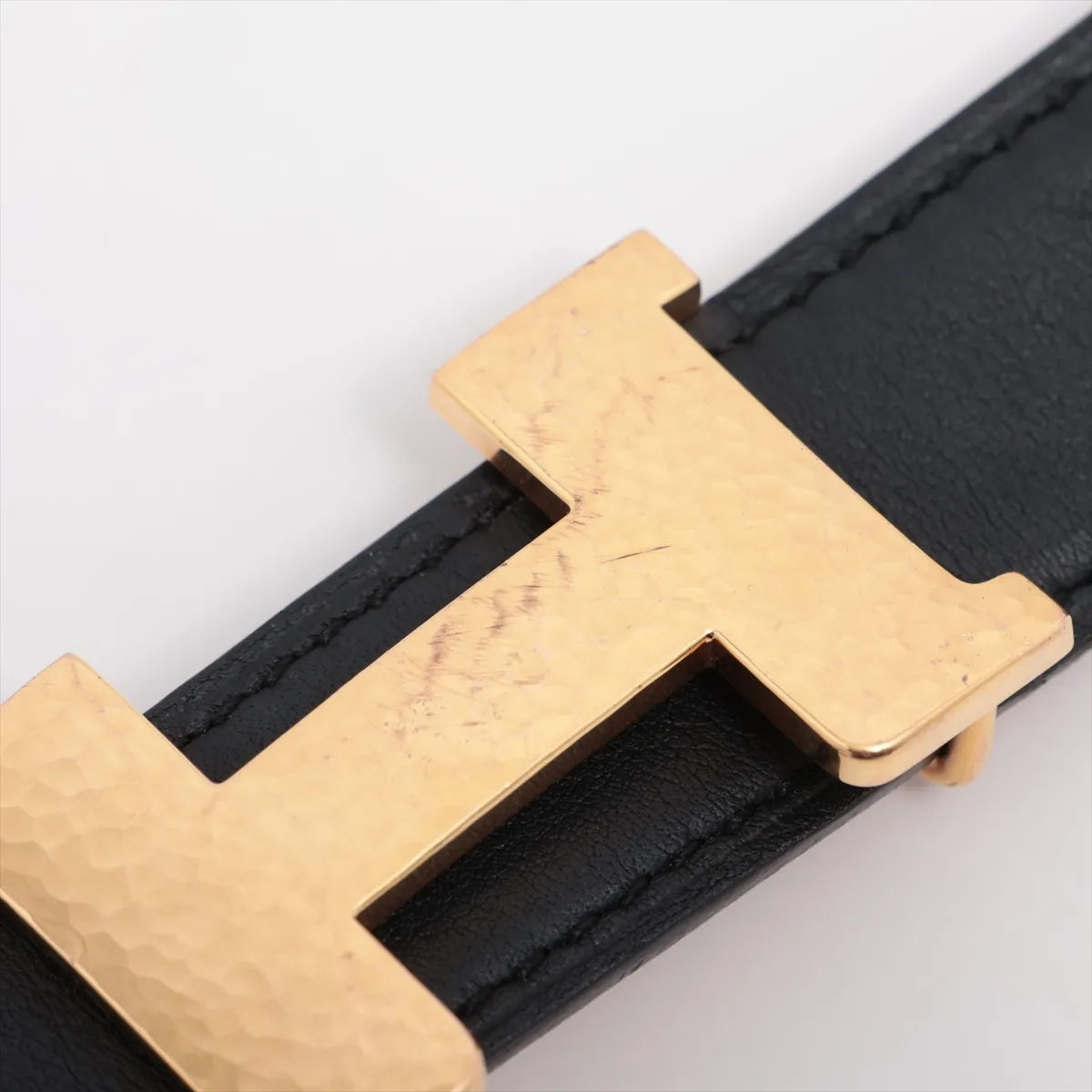 Hermès Mini Constance H Leather Belt Black