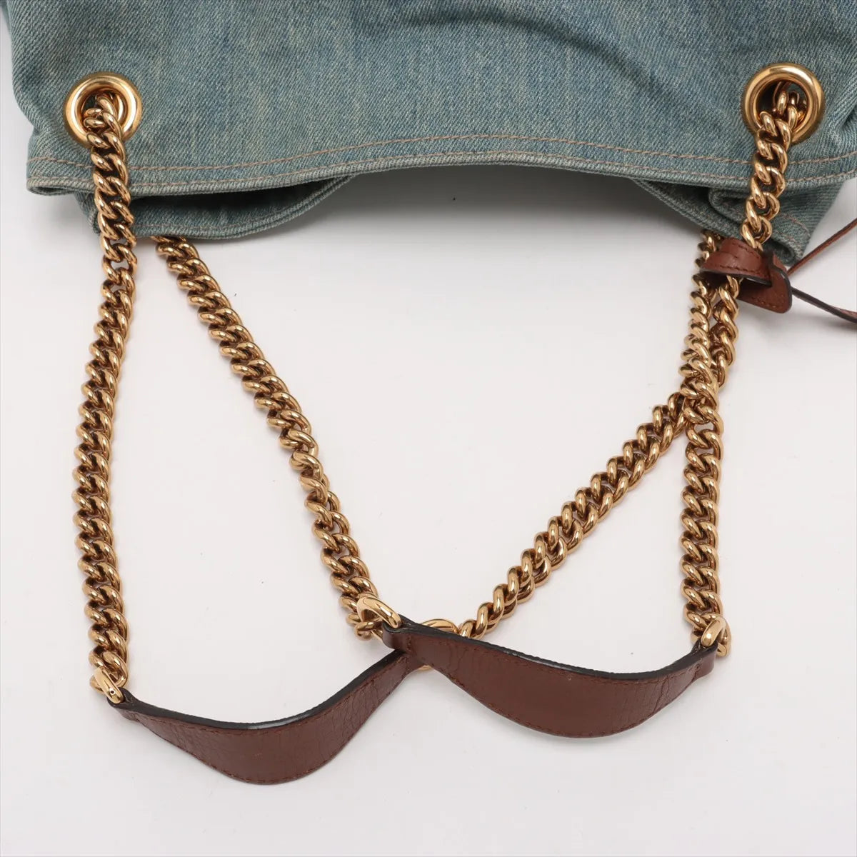 Gucci Soho Denim Chain Tote Bag Blue