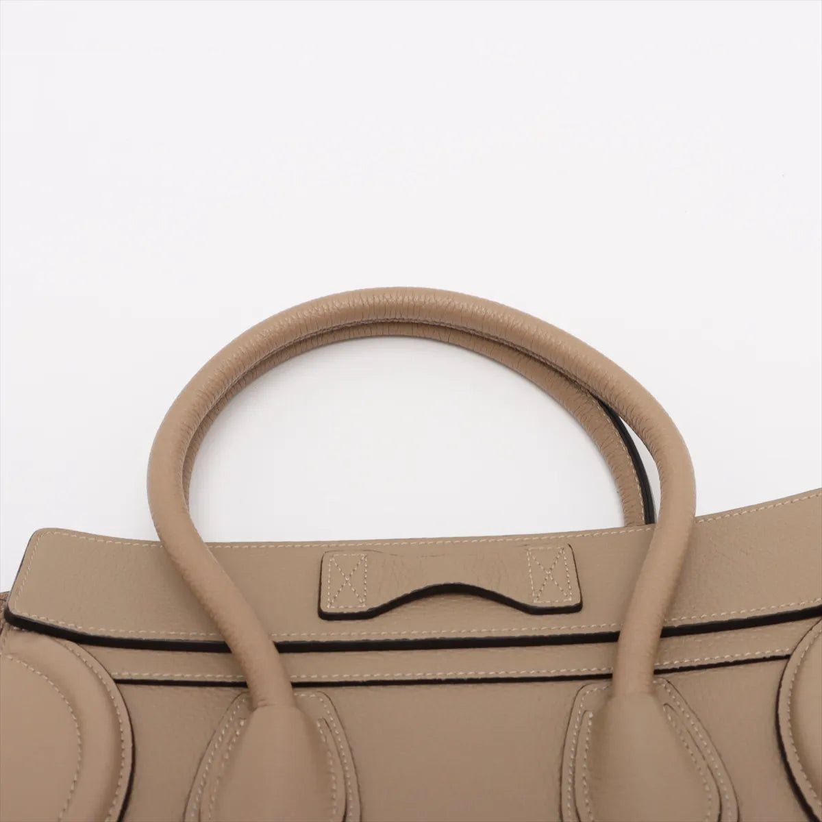 Celine Luggage Micro Shopper Leather Handbag Beige