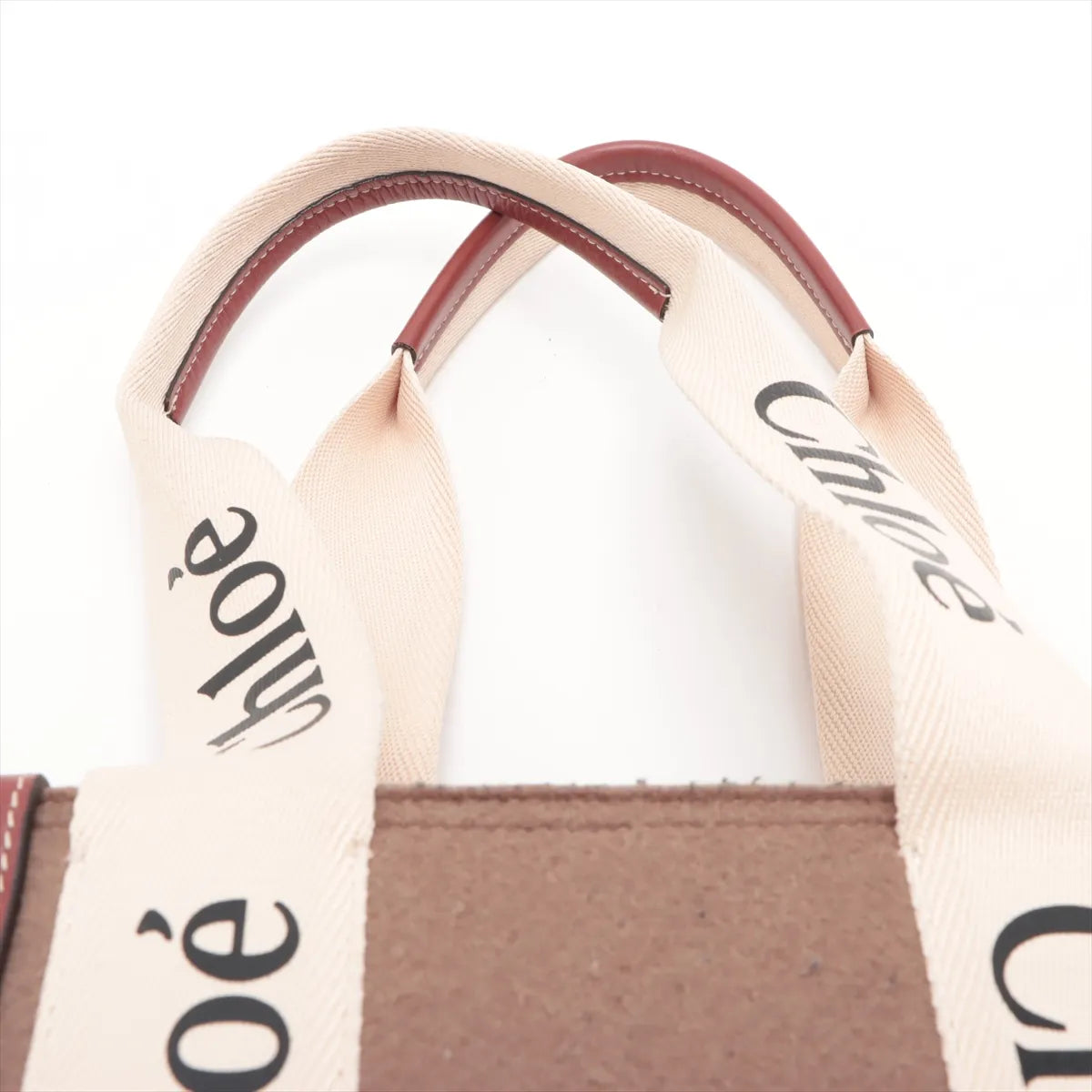 Chloe Woody Medium Felt Leather Tote Bag Brown