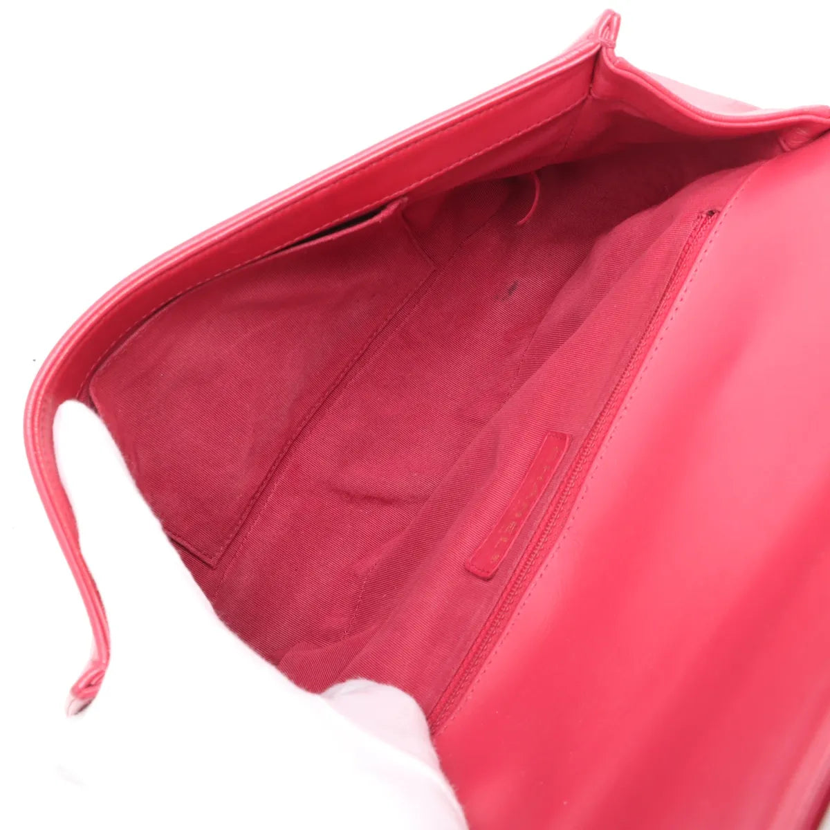 Chanel Boy Chanel 28 Large Lambskin Chain Shoulder Bag Red