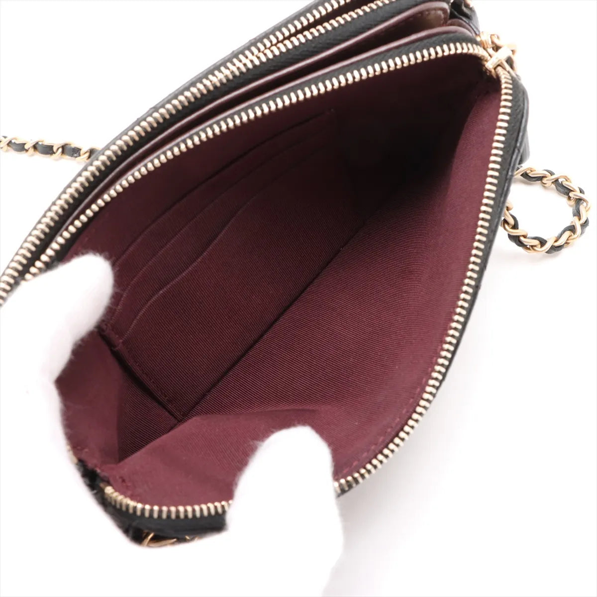 Chanel CC Logo Matelasse Lambskin Wallet on Chain Black