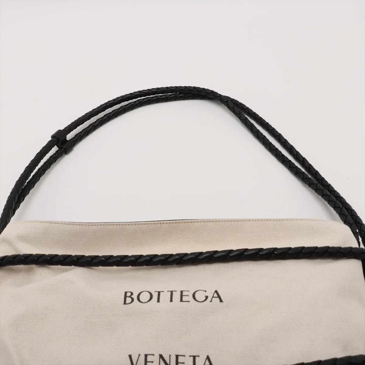 Bottega Veneta Vintage Canvas Leather Shoulder Bag Beige