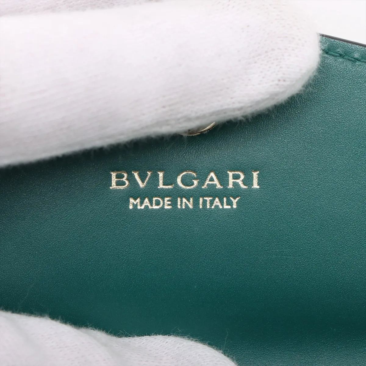 Bvlgari Serpenti Leather Compact Wallet Green x Purple
