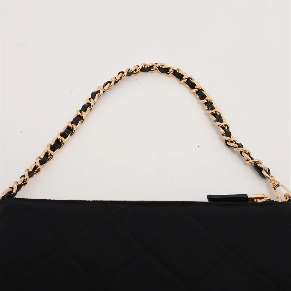 Prada Tessuto Nylon Leather Chain Shoulder Bag Black