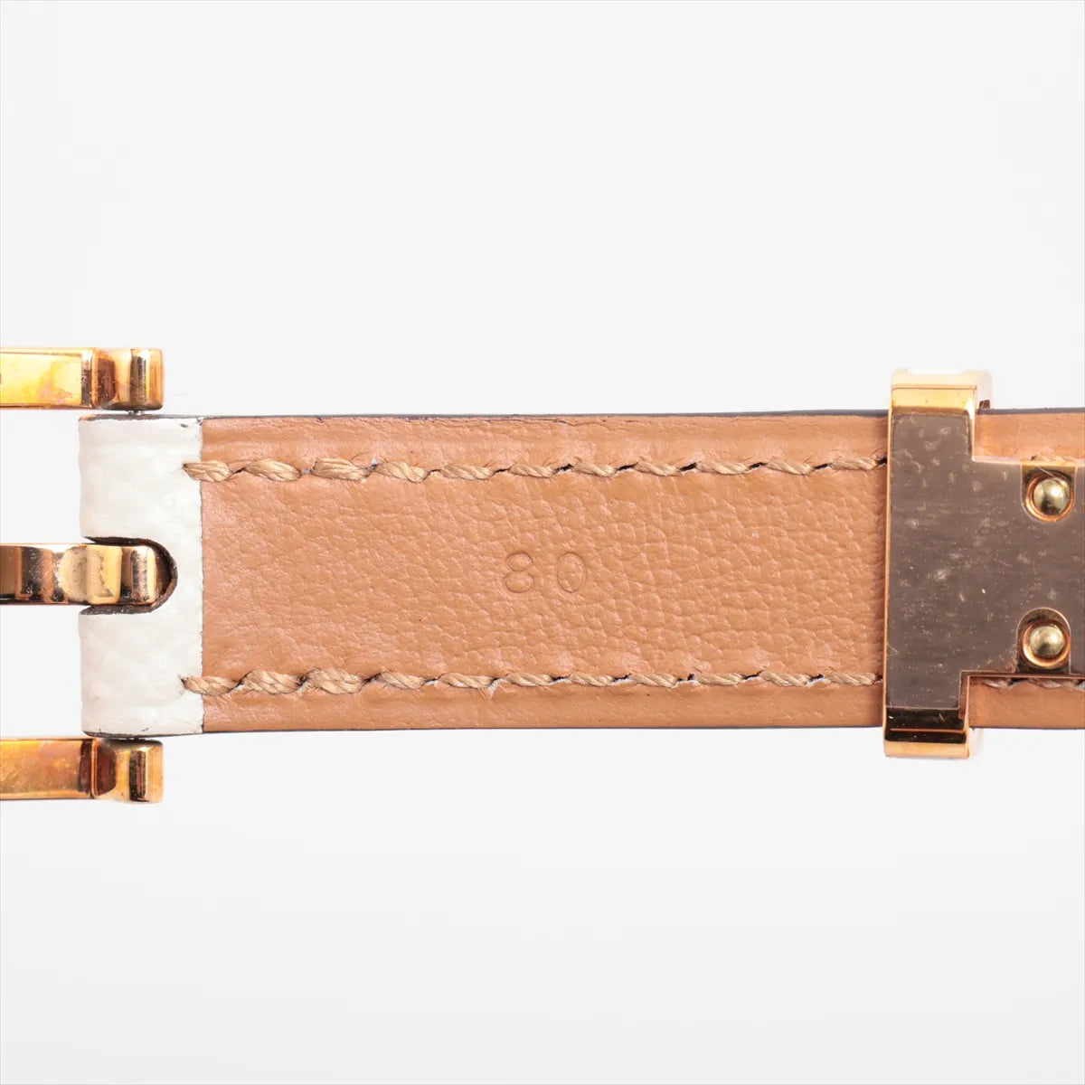 Hermès Pop H Leather Belt Craie