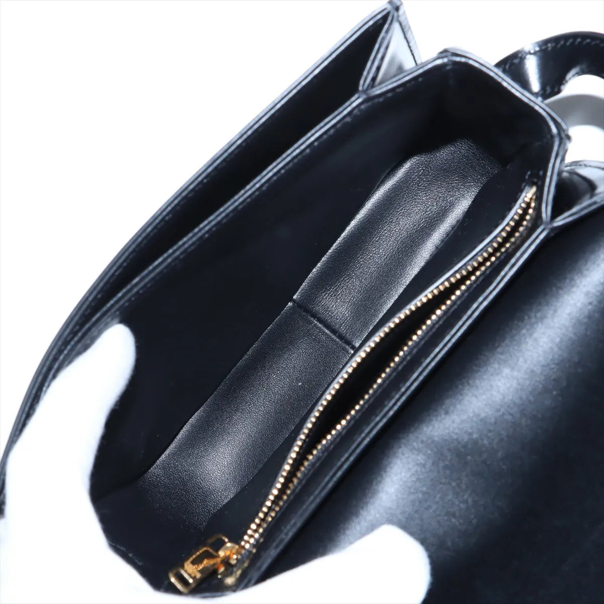 Branded Celine Triomphe Teen Leather Shoulder Bag Black