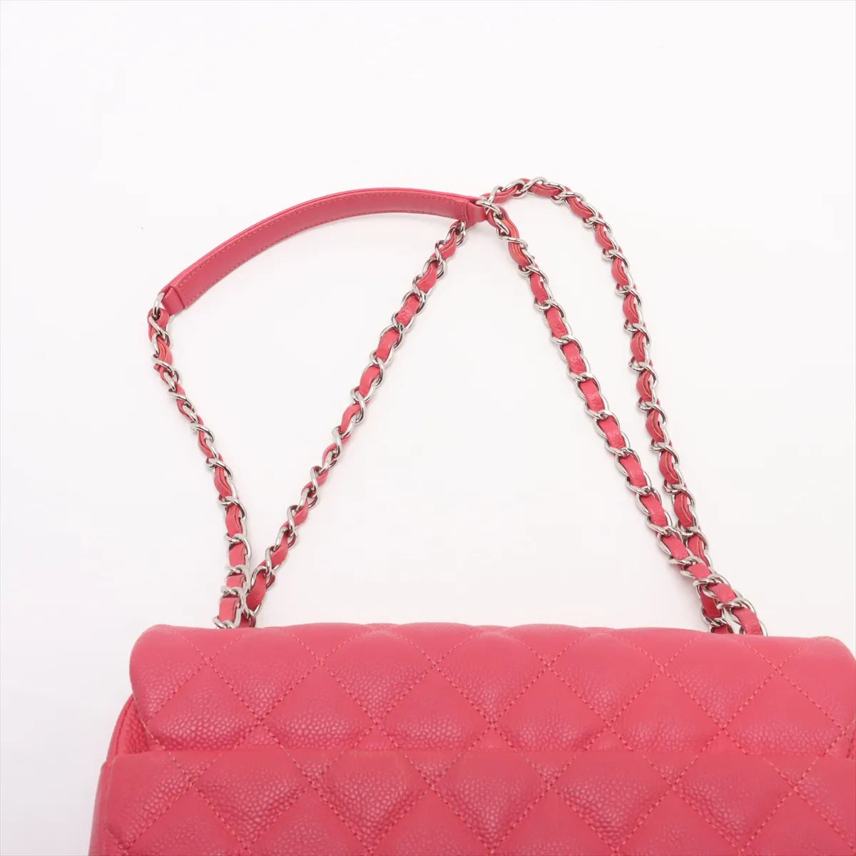 Chanel CC Logo Matelasse Single Flap Double Chain Bag Red