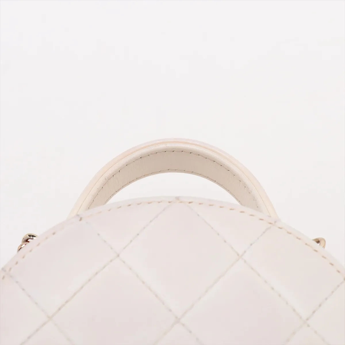 Chanel CC Logo Matelasse Leather Two-Way Round Shoulder Bag White