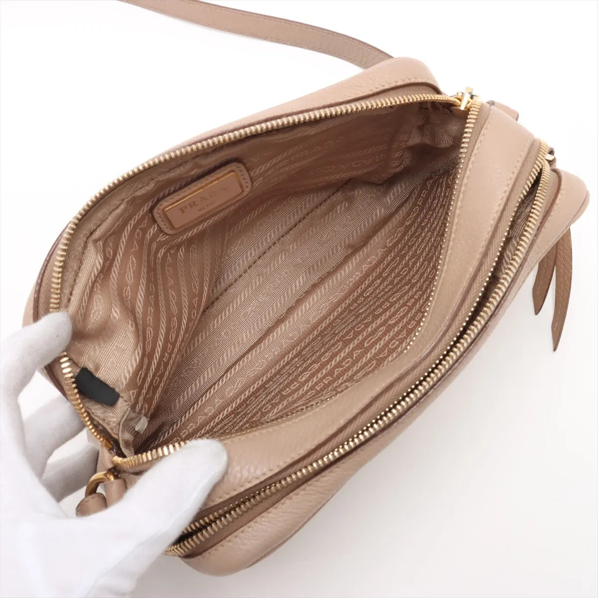 Prada Vitello Phenix Leather Camera Bag Beige